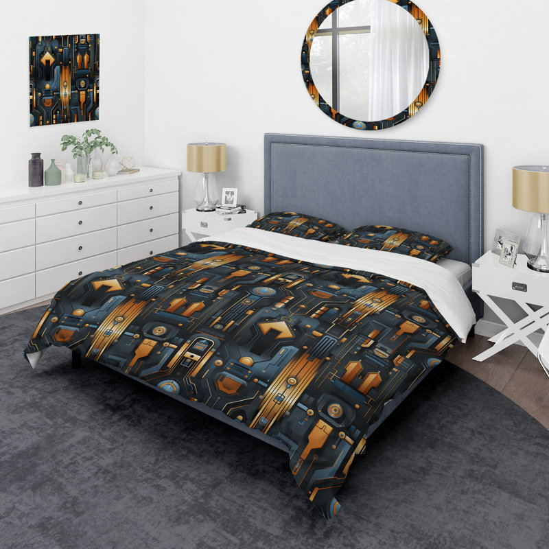 Ensemble de housse de couette Steampunk Industrial, Housse de couette simple + 1 taie décorative stan