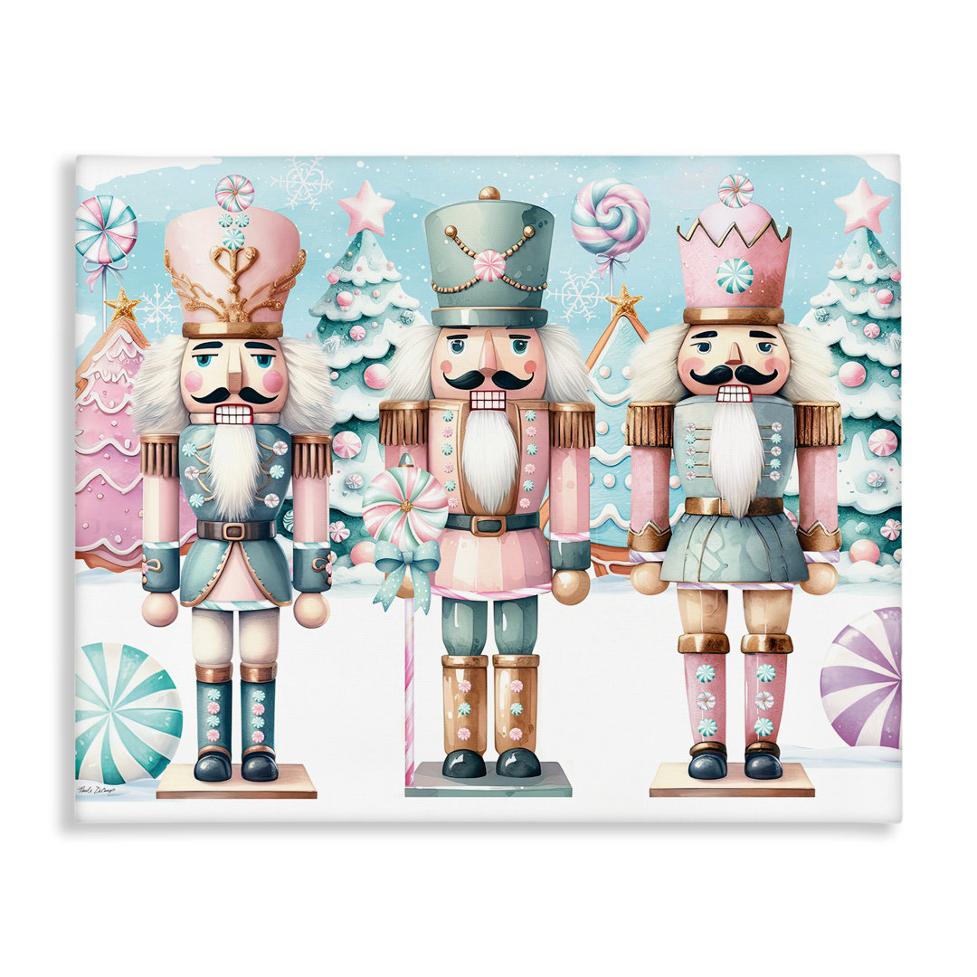 Pastel Nutcracker Trio Canvas Wall Art by Nicole DeCamp The Holiday Aisle® Overall 