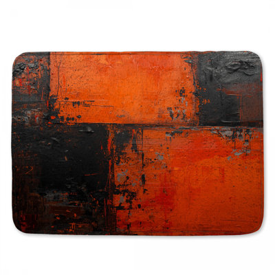 Orange Black Abstract Bath Mat