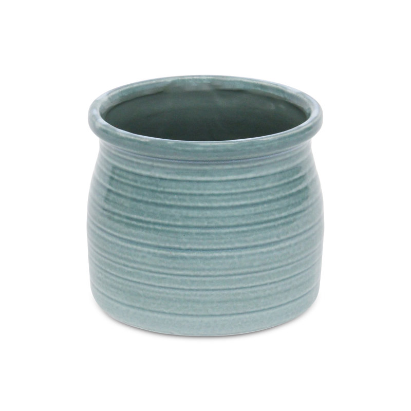 Pot à fleurs en céramique Mott, H 5,5 po x l 6,25 po x P 6,25 po, Vert