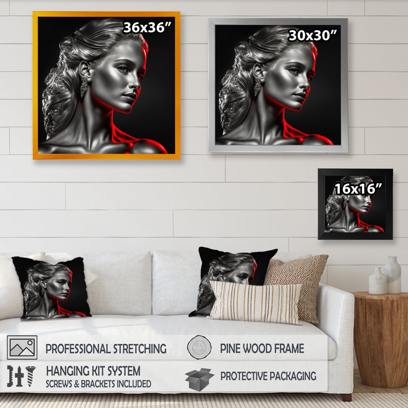 Impression noire sur toile encadrée, H 16 po x l 16 po x P 1 po