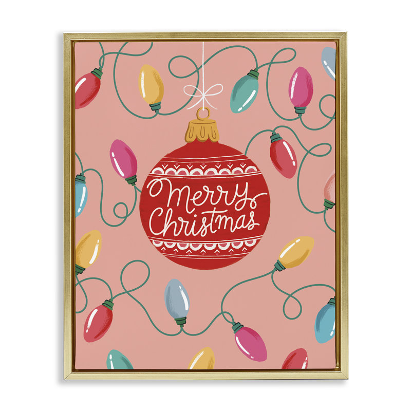 «Christmas Bauble in Warm Tones», art mural encadré sur toile flottante, design par Nancy McKenzie, H 21 po x l 17 po, Or