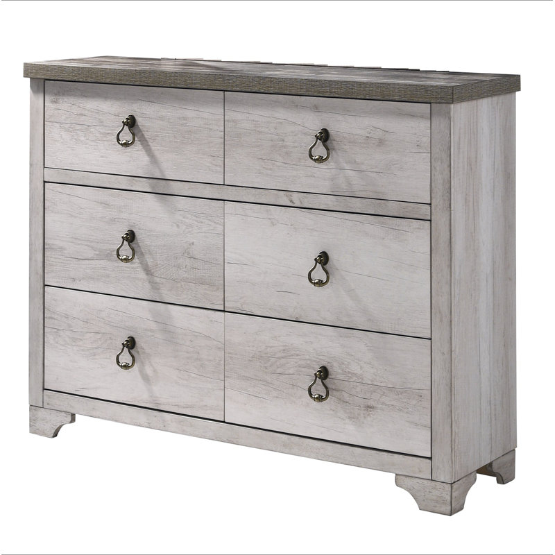 Commode 6 tiroirs style vieilli 1Pc