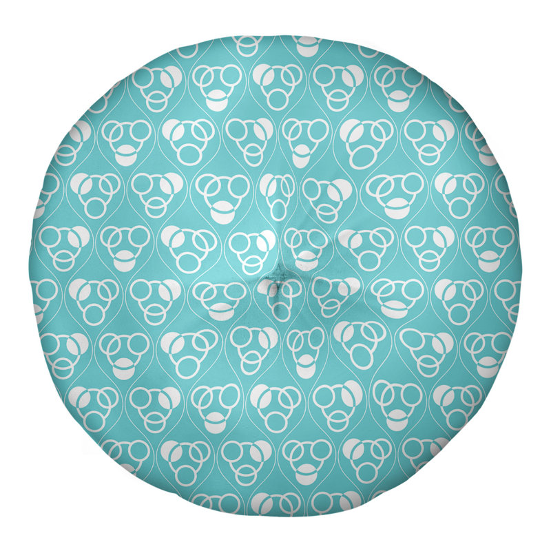 Coussin de sol classique à motif de cercles et de vagues, 30 po x 30 po, Blanc / bleu sarcelle