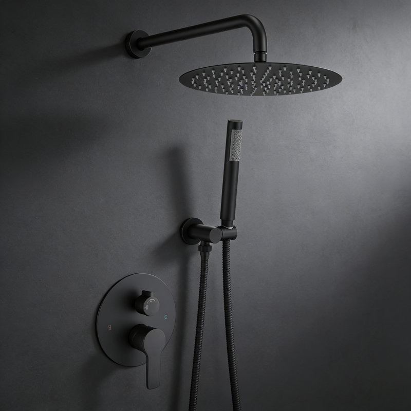 Wall Mounted Shower Faucet Set， 12 Inches Rain Shower Head And Handheld, Shower Trim Kit Contain Pressure Balance Valve