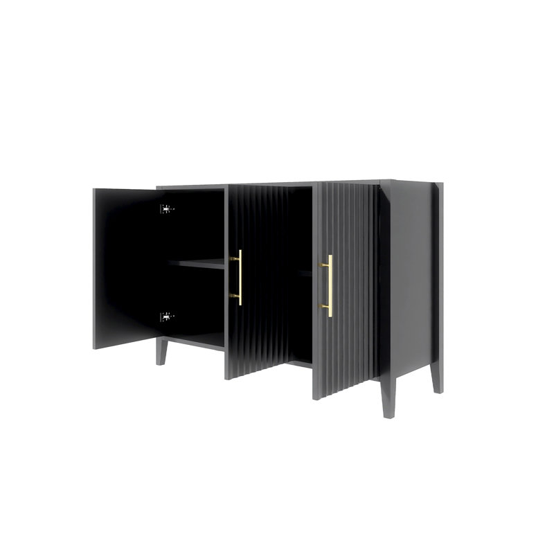 Armoire de rangement moderne en bois aggloméré 48 po avec tablette, Noir, noir, noir, noir