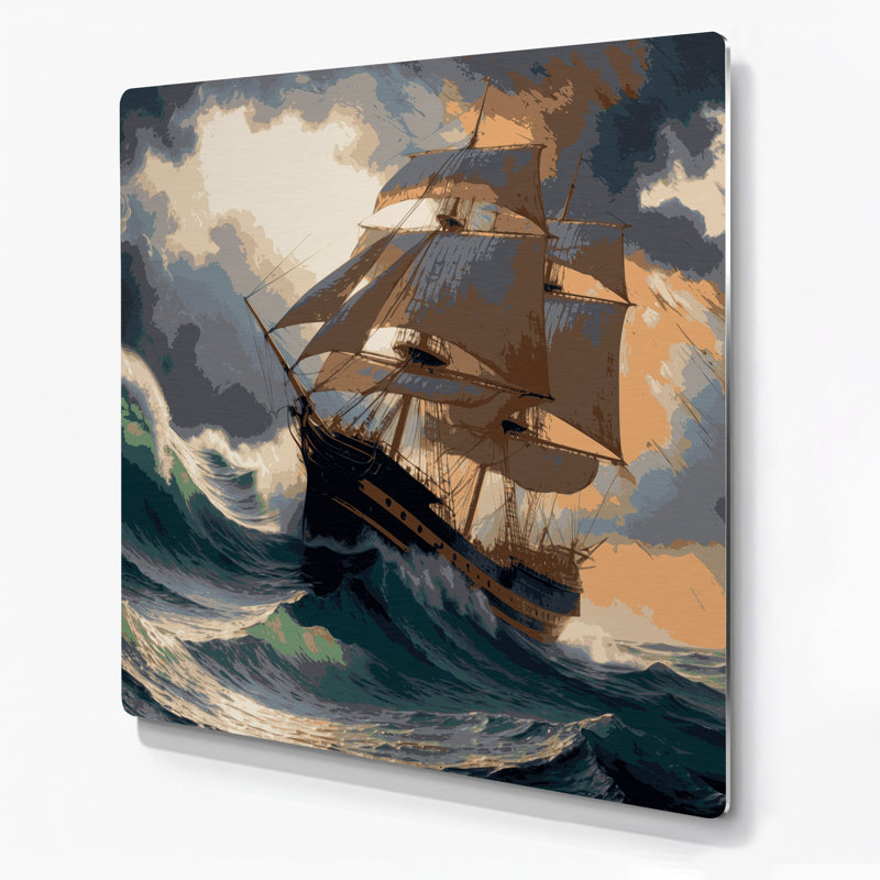 Art mural noir nautique traditionnel maritime, H 8 po x l 8 po