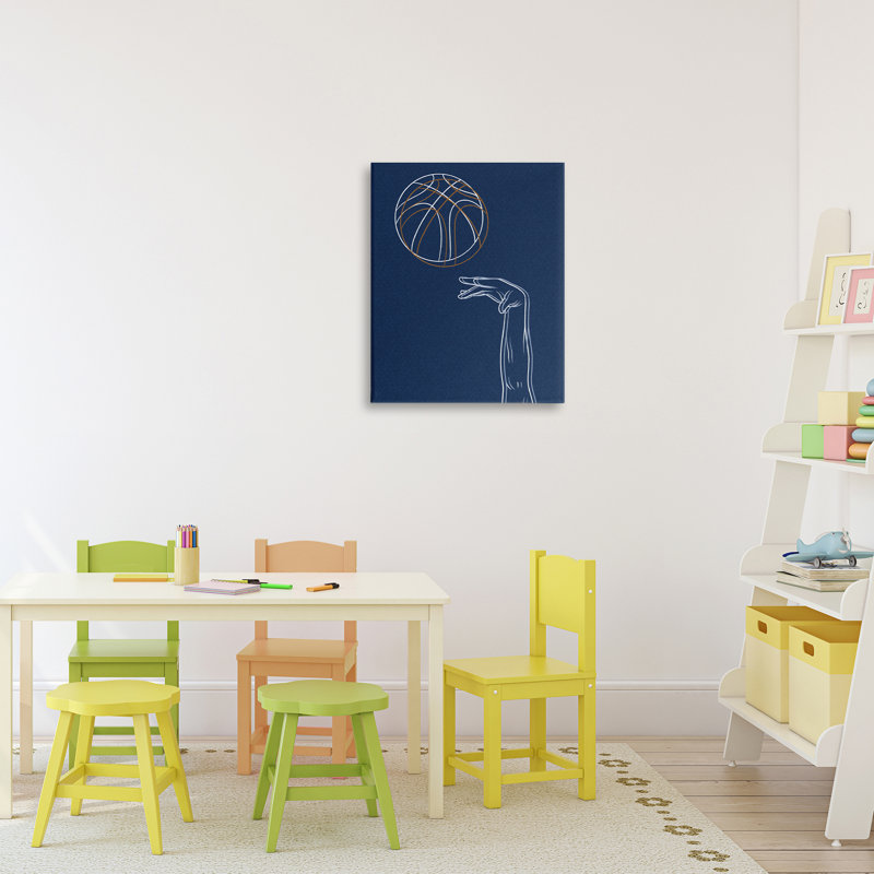 Lignes de basketball, toile de Marcus Prime, H 20 po x l 16 po