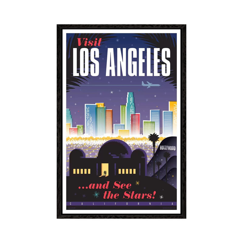 Los Angeles Travel by Jim Zahniser - Print on Canvas, 66.04cm H x 45.72cm W x 3.81cm D, Black Framed