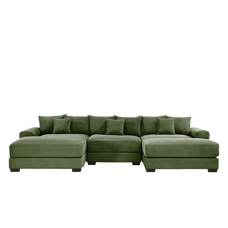 Canapé modulaire surdimensionné 130 po Cloud, Velours côtelé vert