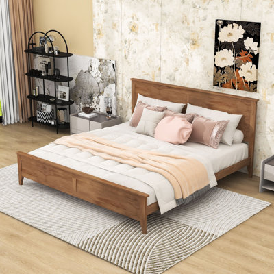 Wooden Platform Bed with Headboard