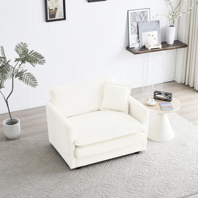 Fauteuil avec tissu chenille blanc - Siège simple confortable pour la maison dans la tranquillité du salon