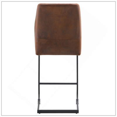 A Set Of Two Brown Chairs, Including Suede Cushions And Black Metal Legs. Small Size, Suitable For Select Groups, Suitable For Dining Room, Kitchen, Terrace And Guest Office Chairs (Set Of 2)