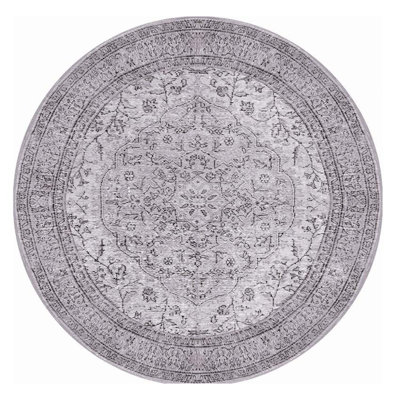 Tapis rond de qualité supérieure 5 pi, 100% polyester, 1850 g / m², Hauteur du velours: 0,2 po | Polyester recyclé, lavable à la machine à 30 ° C | Tapis doux, durable et écologique pour le salon ou la chambre à coucher