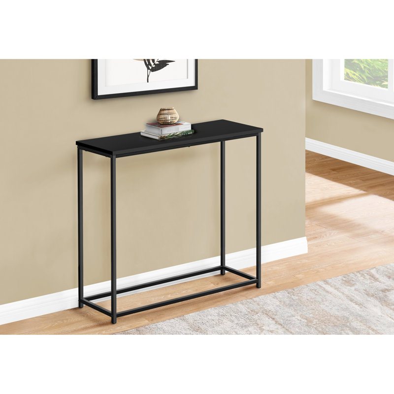 Console de chambre à coucher moderne avec stratifié noir - structure en métal, table d'appoint élégante pour le salon