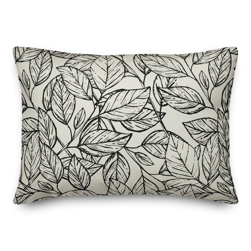 Housse et insert de coussin rectangulaire à feuille esquissée
