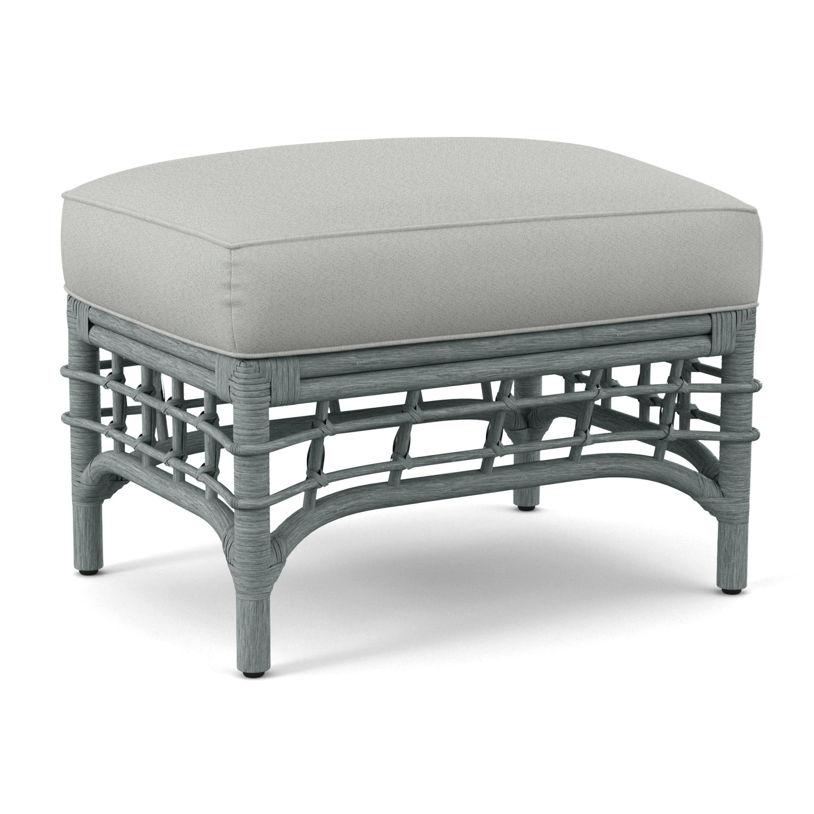 Luca Upholstered Ottoman, Oslo Grey; 0820-85, Sea Glass