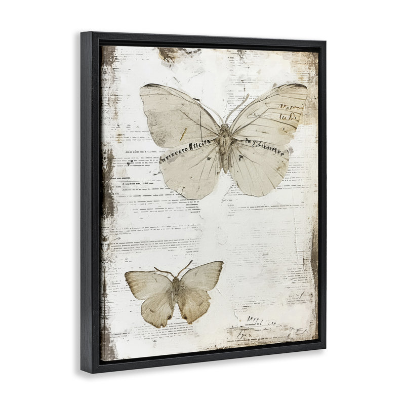 "Butterfly Journal", art mural encadré flottant par RileyB, H 21 po x l 17 po, Cadre noir