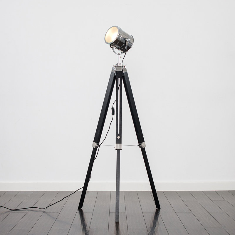 Macalla 145cm Tripod Floor Lamp, Black, No