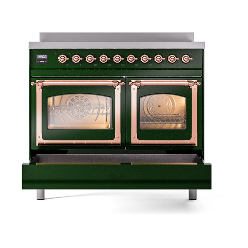 ILVE Nostalgie II Noblesse 40 in Induction Range, Emerald Green/Copper