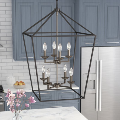 Hertford 8 - Light Lantern Geometric Chandelier
