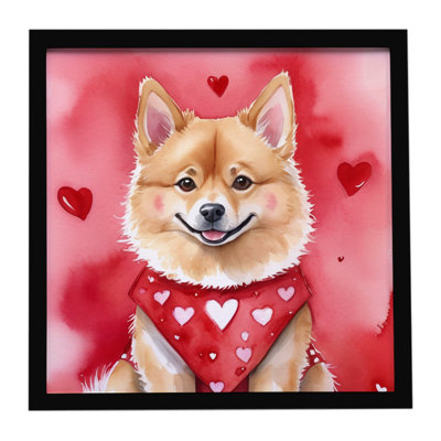 Finnish Spitz My Valentine, reproduction d'art encadrée