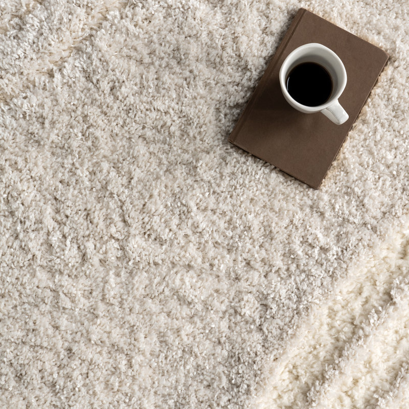Hazy Swirl Abstract Shag Area Rug, Square 6'