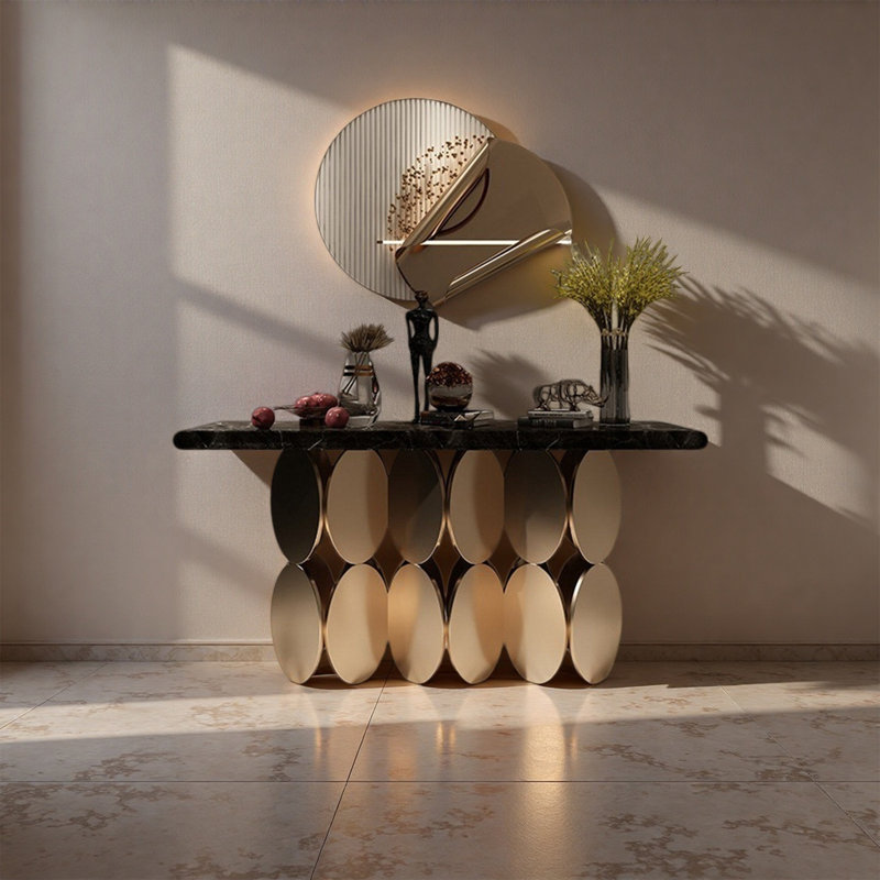 Console moderne en marbre, H 33,46 po x l 47,24 po x P 13,78 po