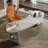 Gray Rectangular Stone+Solid Wood+Stainless Steel with 4 drawers desk