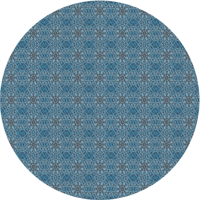 Tapis de zone bleue à motifs, Rond 4 pi
