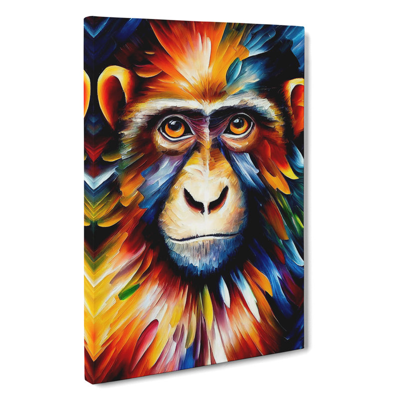 Monkey Portrait No.5 - Wrapped Canvas, 50cm H x 35cm W x 3cm D