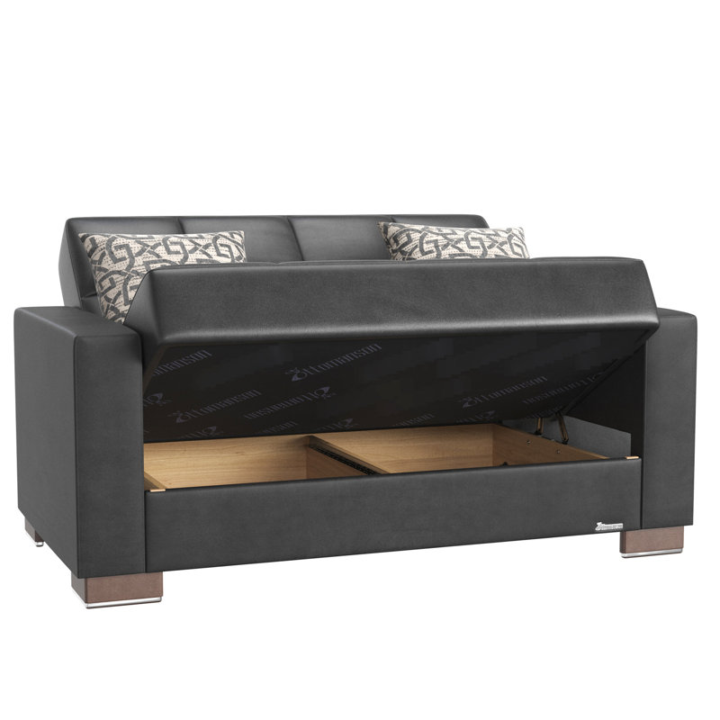 Rangement rembourré, cuir PU noir, cuir confortable et moderne pour petits espaces avec option, espaces de vie élégants