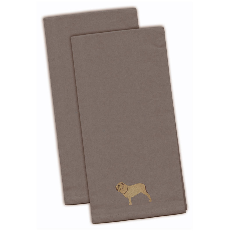 Serviette de cuisine brodée neapoli marigide, Gris, H 28 po x l 19 po x P 0,1 po