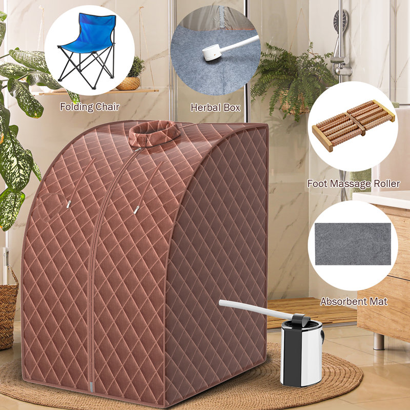 Sauna à vapeur traditionnel avec télécommande Costway, Café