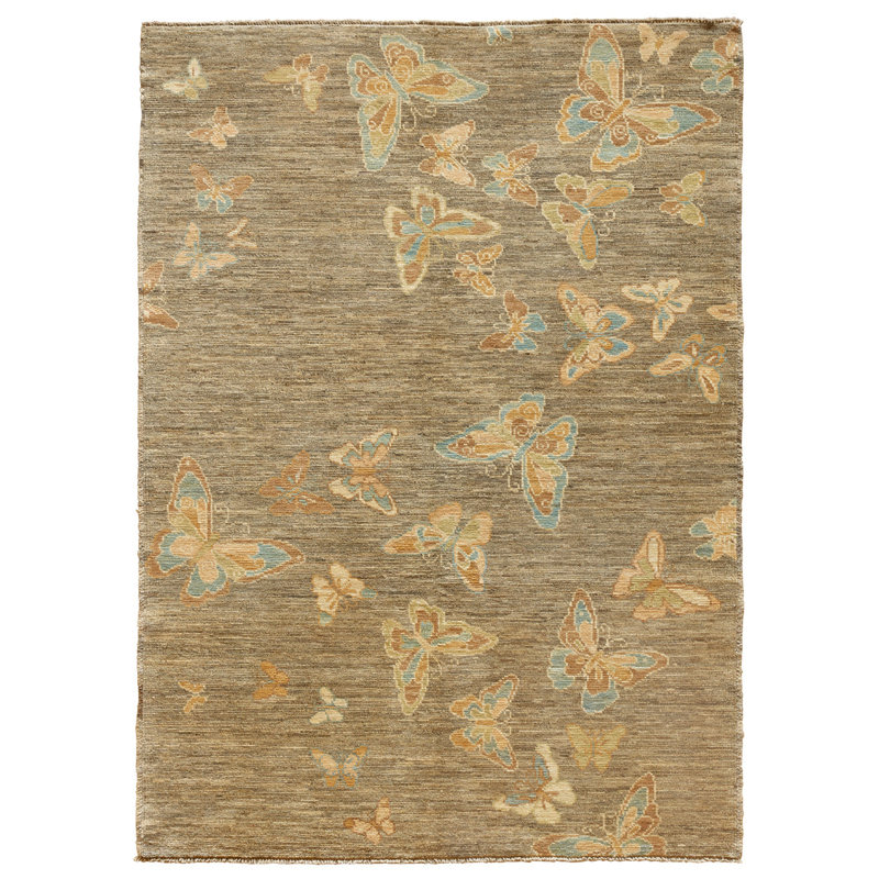 Café brun avec motif papillon 5 pi 7 po x 7 pi 9 po