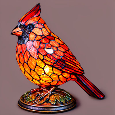 Red Bird Lighted Statue with Base – Festive Home Decor, Bedroom & Tabletop Accent, Animal Lover Gift
