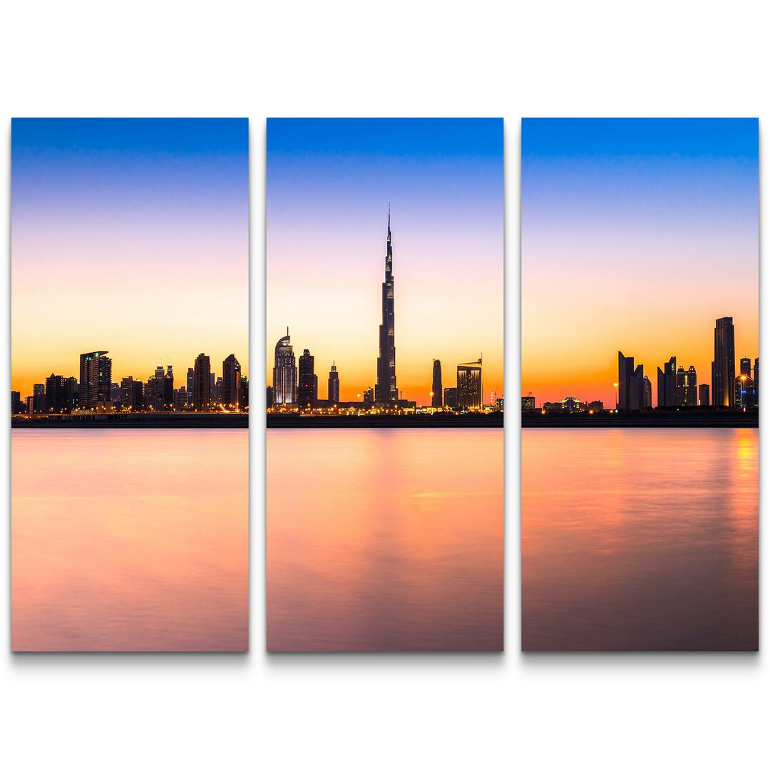 3-tlg. Leinwandbilder-Set Burj Khalifa in der Sonne