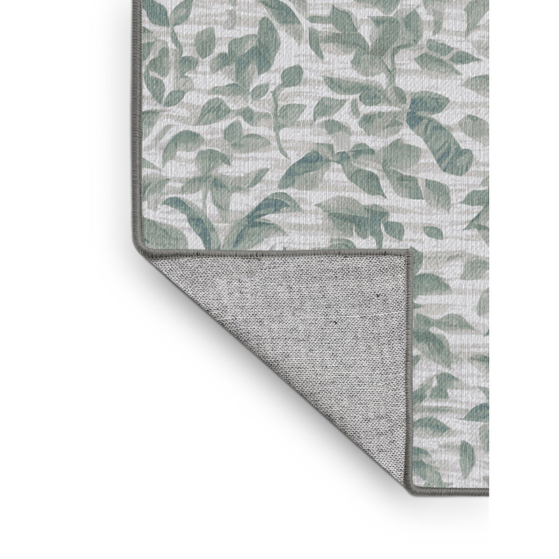 Machine Washable Gray Area Rug, Round 5'