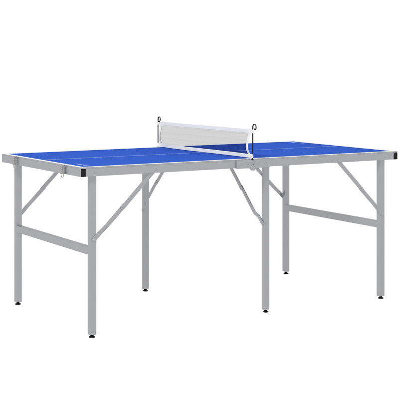 Soozier Foldable Table Tennis Table (Paddles Included), Blue