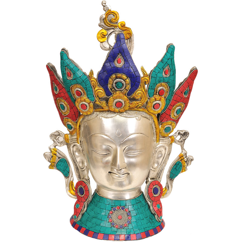 Figurine de couronne couronne Tara - incrustation de bouddhiste tibétain