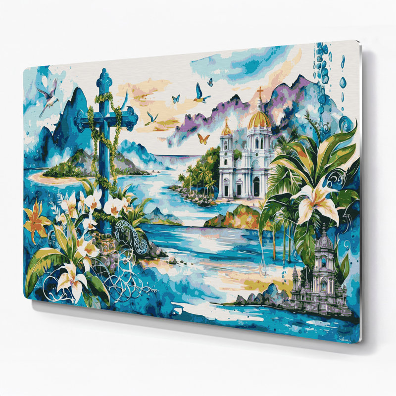 Art mural en métal avec cités, villes de Cebu, Philippines, H 11 po x l 14 po