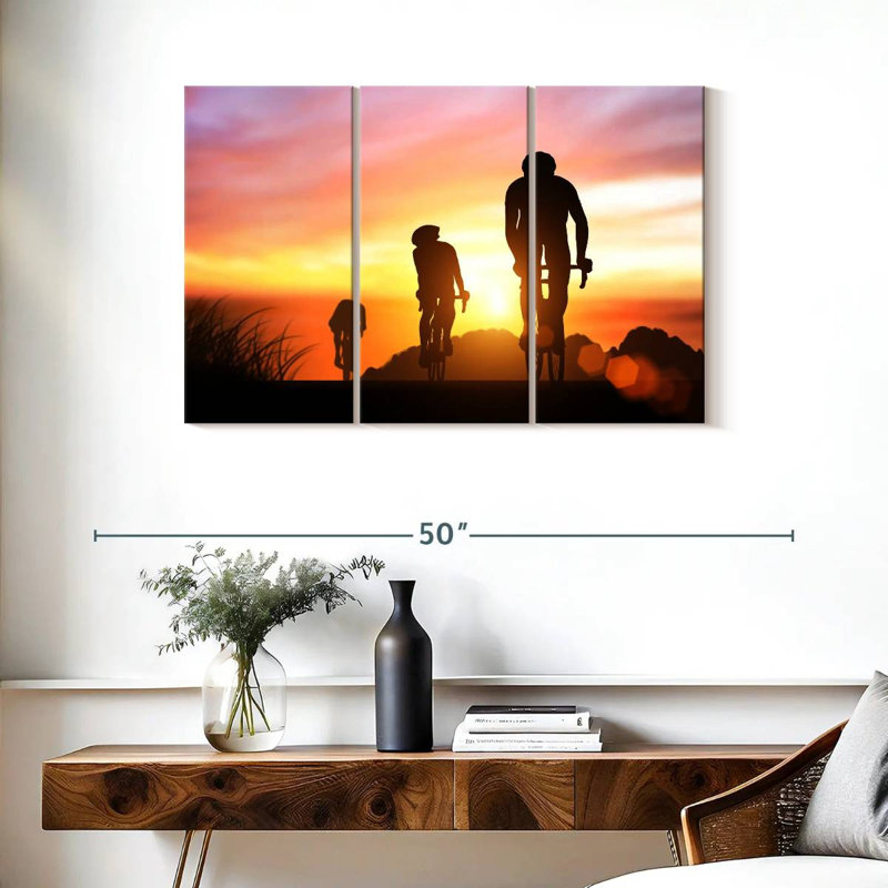 Sireci Cyclists At Sunset, 24" H x 38" W