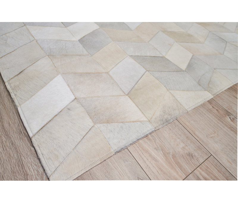 Natural Hide Cowhide Geometric Area Rug, Rectangle 9'6" x 13'6"