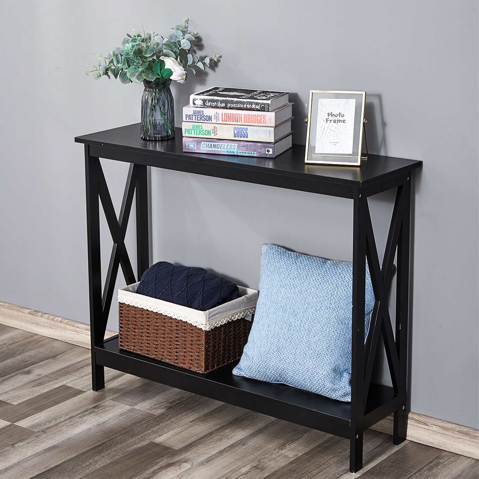 Console Table for Entryway, Entryway Table with 3-Tier Shelves, 47 Narrow  Long