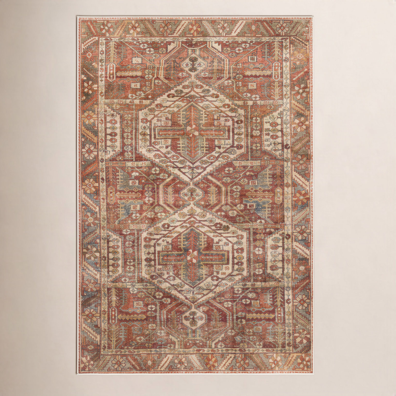 Mags Machine Washable Oriental Rug, Rectangle 3'6" x 5'6"