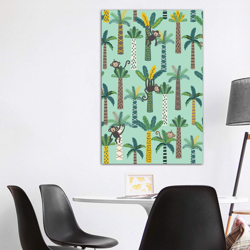 «Little Monkey IV» par Caroline Alfreds - impression d'art graphique, Pas de tapis, H 60 po x l 40po x P 1,5 po, Toile tendue