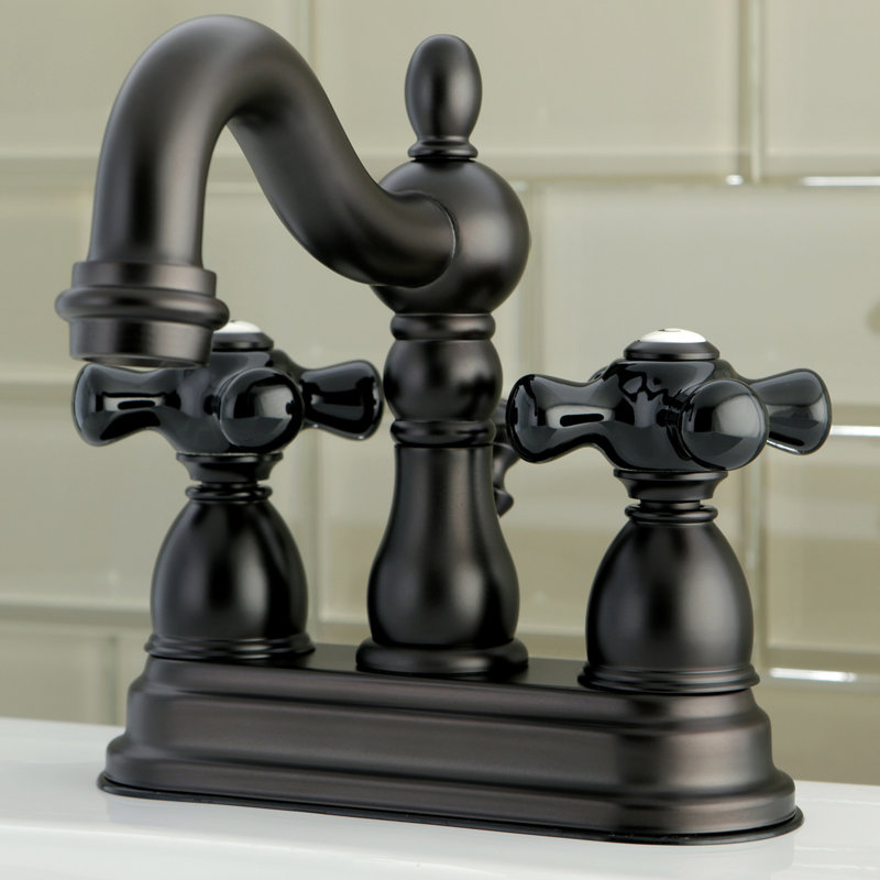 Kingston Brass Duchess Two-Handle 3-Hole Deck Mount 4" Centerset Bathroom Faucet with Brass Pop-Up, Oil Rubbed Bronze