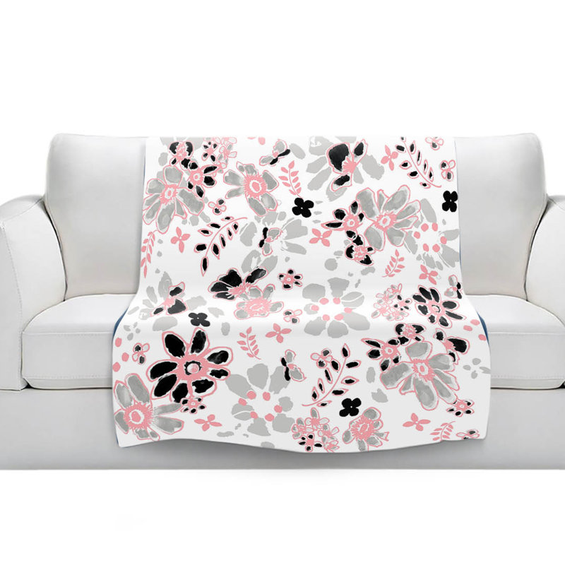 Couverture sherpa gris doux flodoodle rose, l 68 po x L 80 po