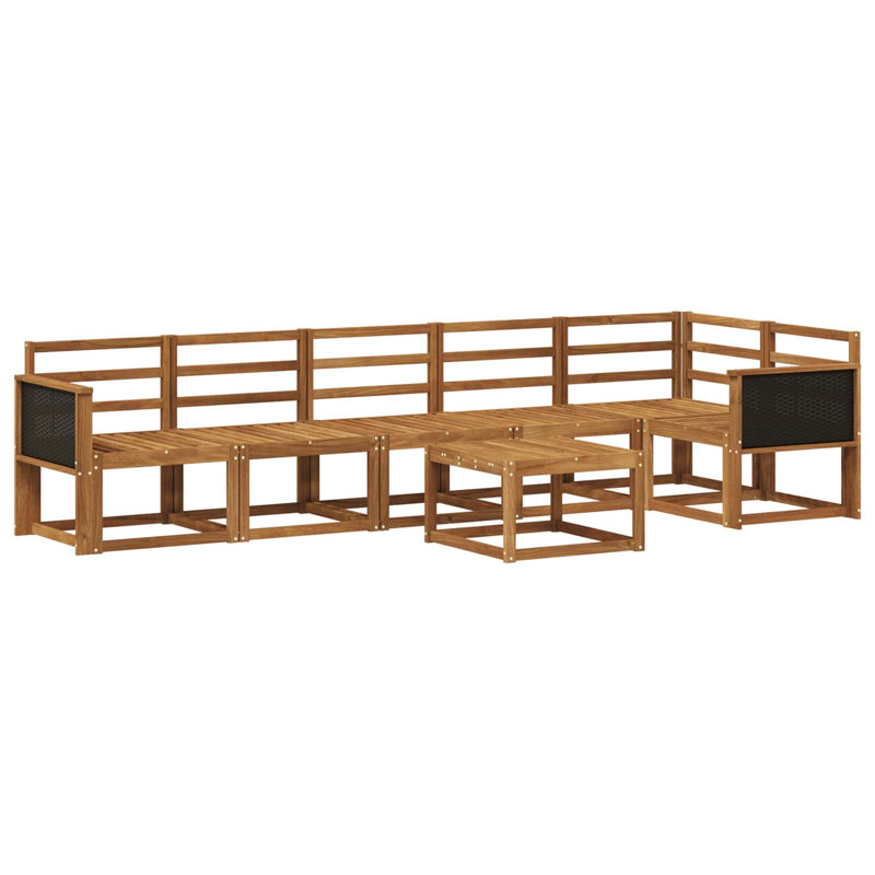  Outdoor Sofa Set 7 Pcs Garden Furniture Patio Sectional Seating Modern, Natural/Black