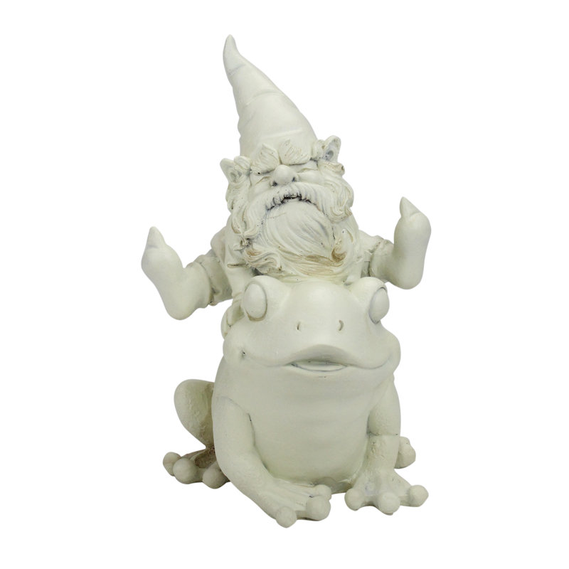 Statue de jardin d'extérieur 9,5 "gnome sautant par-dessus une grenouille